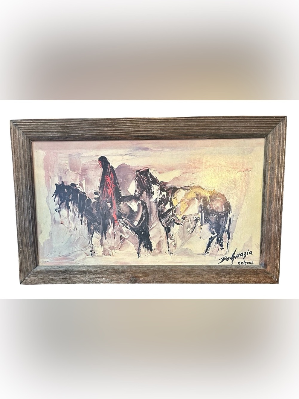 Vintage Ted DeGrazia "Alone" Framed Board Art